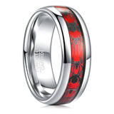 Anillo De Araña Para Hombre Anillo De Tungsteno Rojo Negro