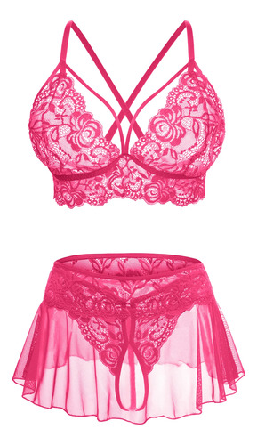 Coordinado Lencería Sexy Babydoll Encaje Conjunto Ropa Mujer | MercadoLibre