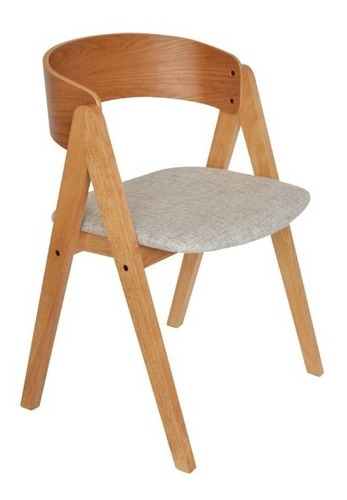 Silla De Madera Tresa Con Asiento Tapizado Chenille