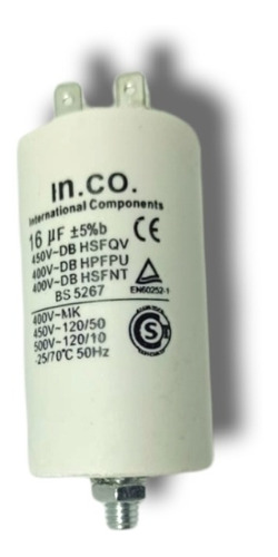 Capacitor Para Lavarropas 16 Uf 450v 50/60 Hz