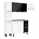 Cocina Acero 2.10m Incluye Lavaplatos Color Blanco Con Negro