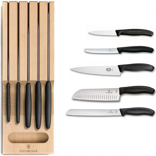 Conjunto 5 Facas Cepo Para Gaveta Swiss Classic Victorinox