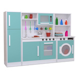 Kit Em Mdf Cozinha Completa Infantil Com Lavanderia Menta