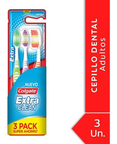 Colgate Extra Clean Cepillo Dental Adulto Medio X 3 Unidades