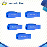 Paquete De 5 Memorias Usb Sandisk 16gb 2.0 Azul Electrico