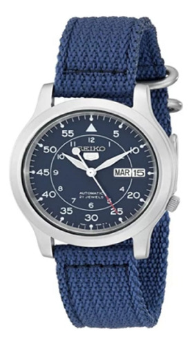 Reloj Automatico Seiko 5 Militar Azul 2 Pulsos Como Nuevo