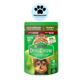 10 Sobres Dog Chow Cachorros Carne Alimento Húmedo