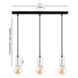 Lampara Colgante Vintage 3 Luces Capuchon Colores Deco E27 Color Negro/cromo