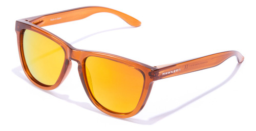 Gafas De Sol Polarizadas Hawkers One Raw Hombre Y Mujer Lente Amarillo Varilla Marrón Armazón Marrón Diseño Mirror