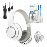 Audífonos Gamer Inalámbricos Bluetooth Diadema Acmr Ac03 Plegable Con Mic Color Blanco