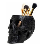 Porta Brochas De Maquillaje De Calavera Extra Grande, Resina