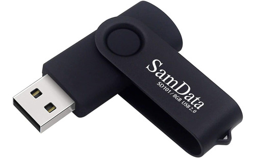 Pendrive Usb 2.0 De 8 Gb Samdata Flash Led Giratorio Negro