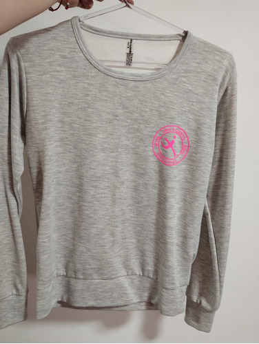 Buzo Cienxciento Gris Logo Rosa