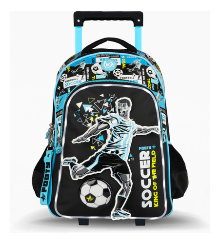 Mochila Footy Con Carro 18 Pulgadas Futbol Nene Con Luz Led