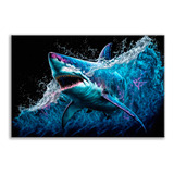 Cuadro Tiburón Tipo Pintura Azul Mar Acuario Peces 75 Cm