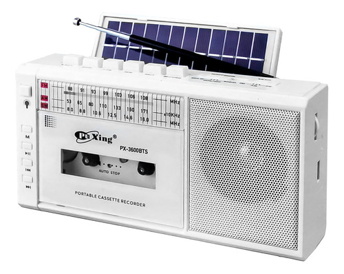 Radio Solar Cassette Bluetooth Vintage Am/fm Sd Recargable