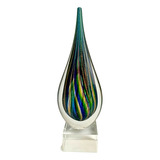 Enfeite Gota Decorativa Cristal Murano 24cm Verde A E Azul