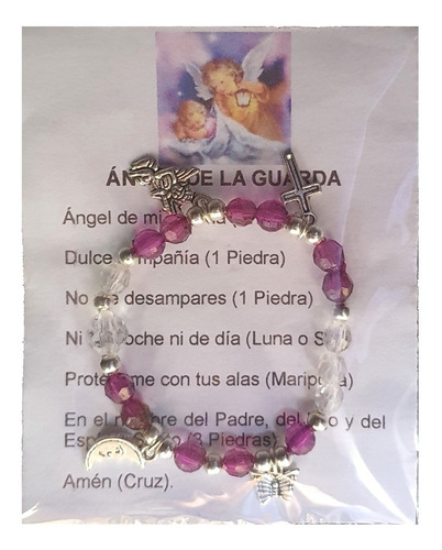 Pack 6 Pulsera Del Ángel De La Guarda Niños, Hecha A Mano