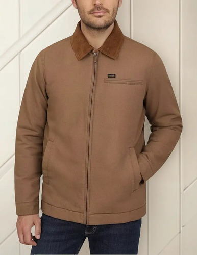 Chamarra Lona Trabajo Wrangler Original Hombre Cafe