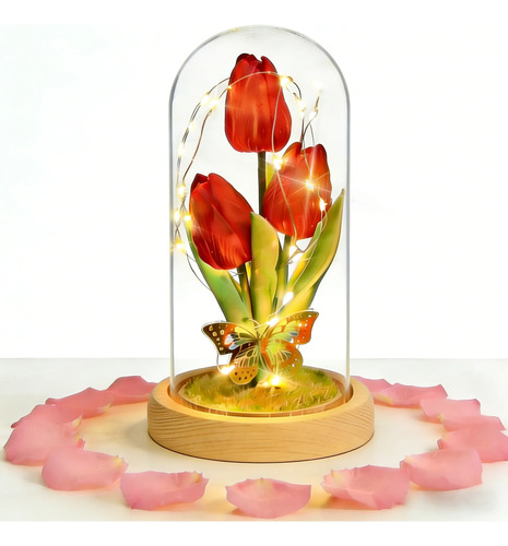 Tulipán Eterno Led Tulip Flowers En Cúpula De Cristal Regalo | MercadoLibre