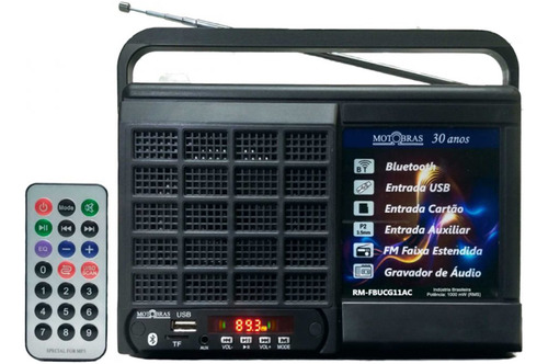 Radio Motobras Fm/bl/us/cr/gr Rm-fbucg11ac Cor Preto 110v/220v