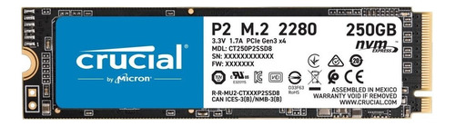 Disco Solido Interno Ssd M.2 Nvme Crucial Ct250p2ssd8 250gb