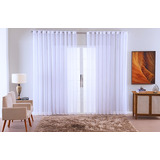 Cortina Para Sala Voal Liso Transparente Delicate 6,00x2,80 Cor Branco