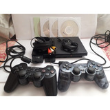 Sony Playstation 2 Ps2 Slim Gran Turismo Edition Cor  Preto Com 2 Controles Originais - Usado + Brinde 5 Jogos Burnout