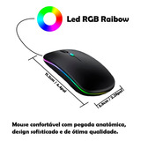 Mouse Sem Fio Recarregável Led Rgb Receptor 2.4 Ghz Cor Branco