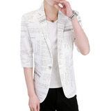 Blazer Traje Estampado Manga Media Slim Para Hombres