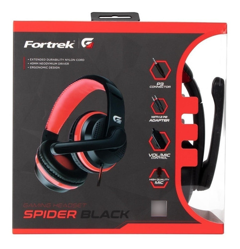 Fone Com Fio Microfone Spider Black Plug P3+p2