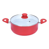 Cacerola Antiadherente 20 Cm Asas Silicona Carol Tradicional Color Rojo