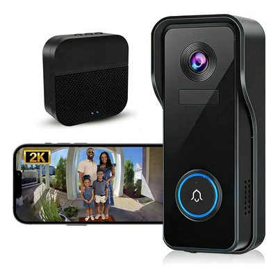 Timbre Intelligent Video Wifi With 2K Hd Camera, Intelligent Nocturn Vision, Audio Bidireccional\u002F2.4 Ghz Wifi \u002FCompatible With Alexa | Meses sin interés