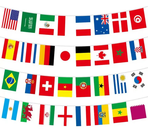 Banderas Del Mundo, Banderines Del Mundo Colgantes 7 Metros
