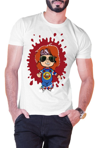 Playera De Rock Guns And Roses Chucky Halloween. Manga Corta