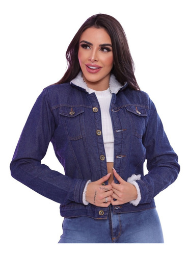 Jaqueta Jeans Feminina Forrada Com Pelucia Premium Peg Vest