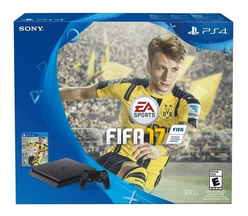 Sony Playstation 4 Slim 500gb Fifa 17 Cor  Preto Onyx