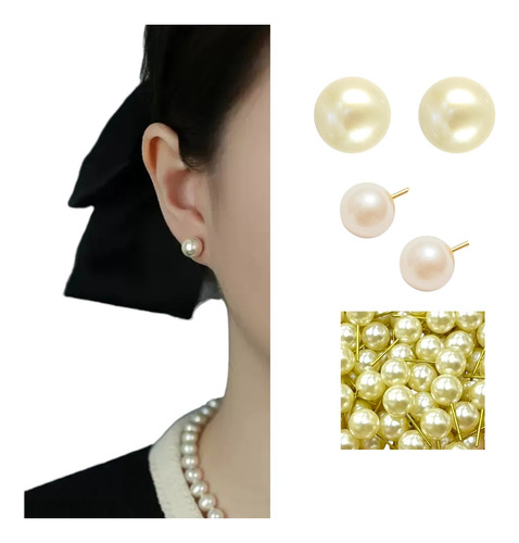 200 Peças Brincos Perola 8mm Pino Prata Dourado Lembracinha