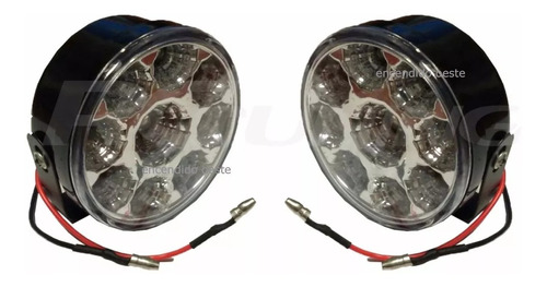 X2 Faros Auxiliares Redondos Universales 9 Led Tipo Xenon