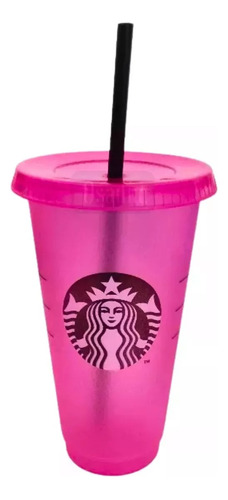 Vaso Rosa Starbucks Reutilizable - Logo Sirena Rosa Original