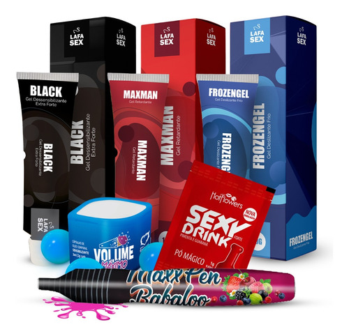 Kit Sexy Bolinha Volume Maximo Gel Retardante Excitante 11u 