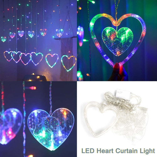 Cortina De Luz Usb En Forma De Corazón De 2,5 M, Decorativa,