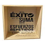 Alcancía Frase Motivación Éxito - Madera Y Vidrio 20x20cm