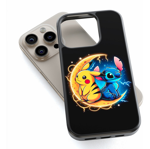 Funda Para iPhone Stitch Y Picachu Luna Colores Amigoa Mujer