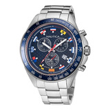 Reloj Hombre Nautica Napobf122 Cuarzo Pulso Plateado En