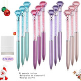 12 Plumas Diamante Tornasol Para Regalo Escolares Kawaii