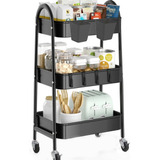 Carrito Organizador Multiusos De 3 Niveles, Negro