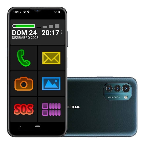 Smartphone Celular Nokia Idoso 4g 128gb Botão Sos Tela Grand