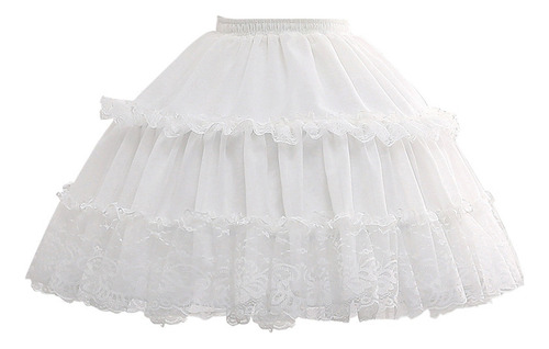 (w) Enagua Corta Para Cosplay De Lolita Para Niñas, Con Vola