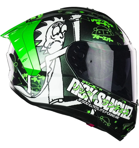 Casco Moto Kov Rick  Morty Sanchez Fluorescente Abatible Dot | Meses sin interés